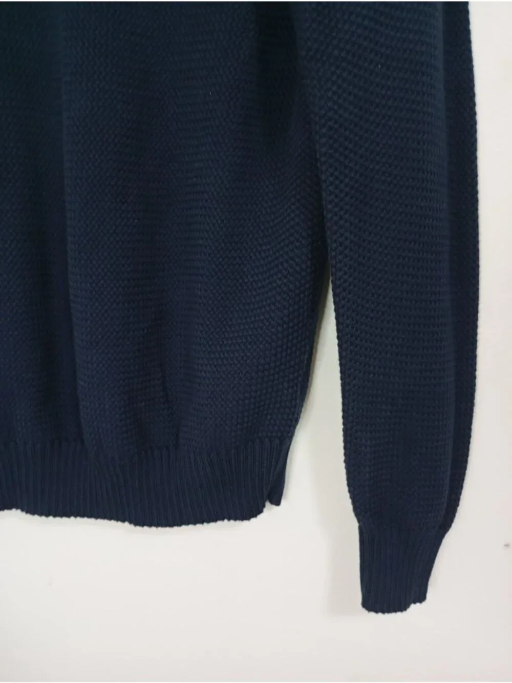 J. Crew Mens Navy Blue Cotton Crewneck Knit Sweater Size Medium Casual Layering
